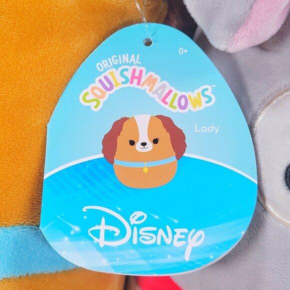 Squishmallow Lady and Tramp 8" UltraSoft Stuffed Disney Plush Set of 2 NWT - Picture 6 of 7